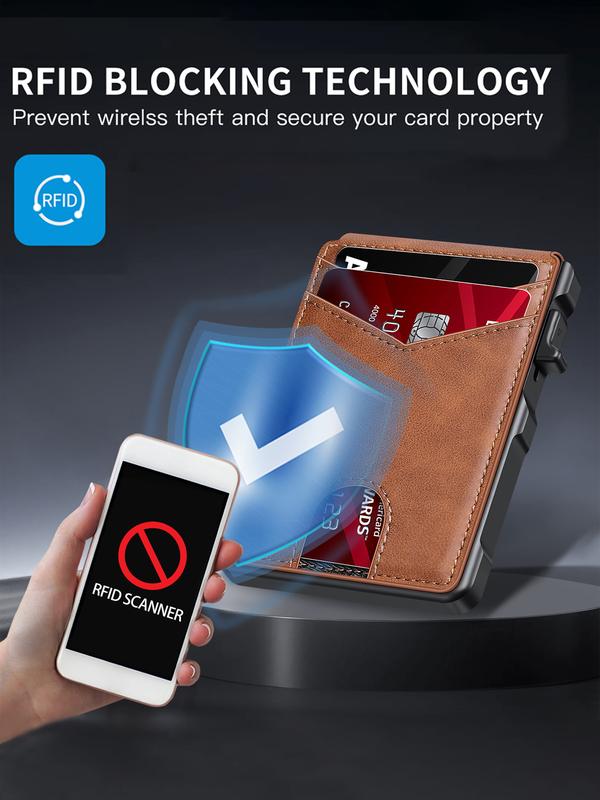 Minimalist Men’s Slim Wallet: 9 - 13 Cards, Money Clip, ID Window. RFID - Blocking, Aluminum Bifold Pop - Up-OA