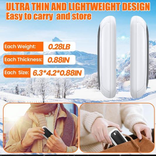 2 Pack Magnetic Hand Warmers, 12H Long-Lasting Rechargeable Warmth, Double-Sided Heating,Pocket-Sized Electric Hand Warmers for Winter Outdoors, Camping, Hunting, Perfect Gift-OA