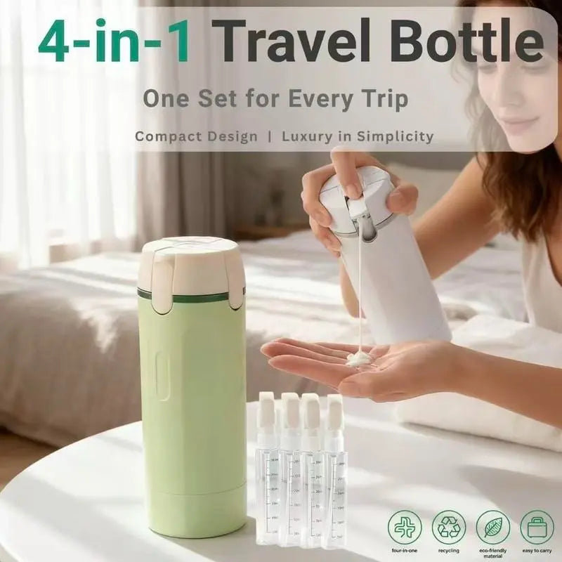 🔥[5𝟎% 𝐎𝐅𝐅 𝐋𝐀𝐒𝐓 𝐓𝐇𝐑𝐄𝐄 𝐃𝐀𝐘𝐒]4-in-1 Travel Dispenser Bottle for Toiletries Portable Cosmetic Shampoo Storage Lotion Compact Plastic Container Wholesale Easy Press Smooth Flow bottle-JKL