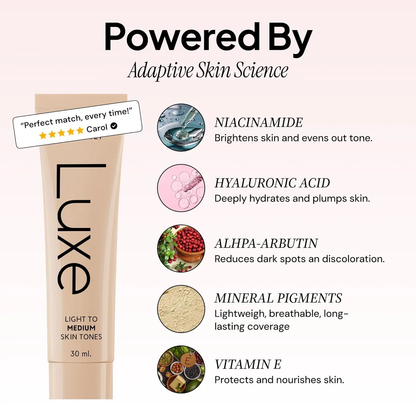 🔥[5𝟎% 𝐎𝐅𝐅 𝐋𝐀𝐒𝐓 𝐓𝐇𝐑𝐄𝐄 𝐃𝐀𝐘𝐒]Luxe Color Changing Foundation for Women – Instantly Adapts to Your Skin Tone – Buildable Light-to-Medium, Medium Dark-to-Dark, Coverage – 12-Hour Wear – Natural Dewy Finish-JKL