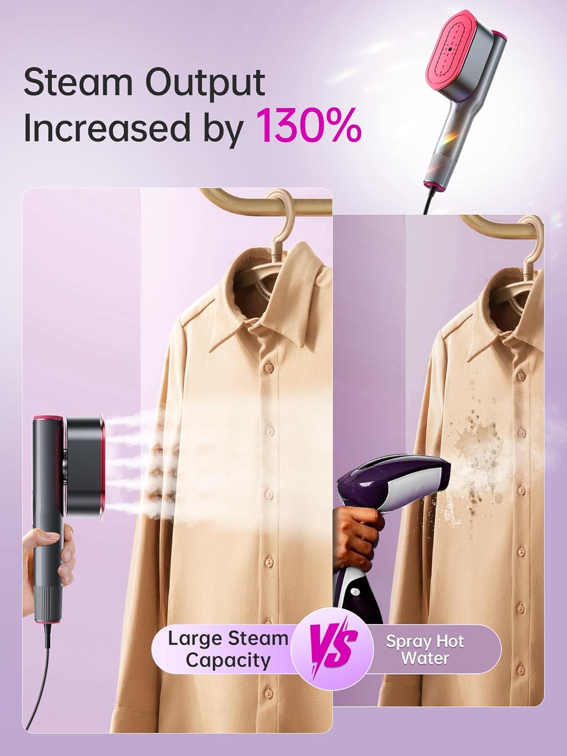DRFLASH 2-in-1 Steamer & Iron for Clothes,15s Fast Heat-up 1200W Portable Handheld Garment Steamer,Travel Size with Large Ceramic Heat Panel,Quick Wrinkle Removal,110V-120V-BP