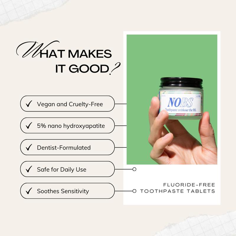 🔥[5𝟎% 𝐎𝐅𝐅 𝐋𝐀𝐒𝐓 𝐓𝐇𝐑𝐄𝐄 𝐃𝐀𝐘𝐒]Toothpaste Tablets - Nano Hydroxyapatite, Fluoride Free, Plastic Free, Eco & Travel Friendly - Remineralize with NHA-JKL