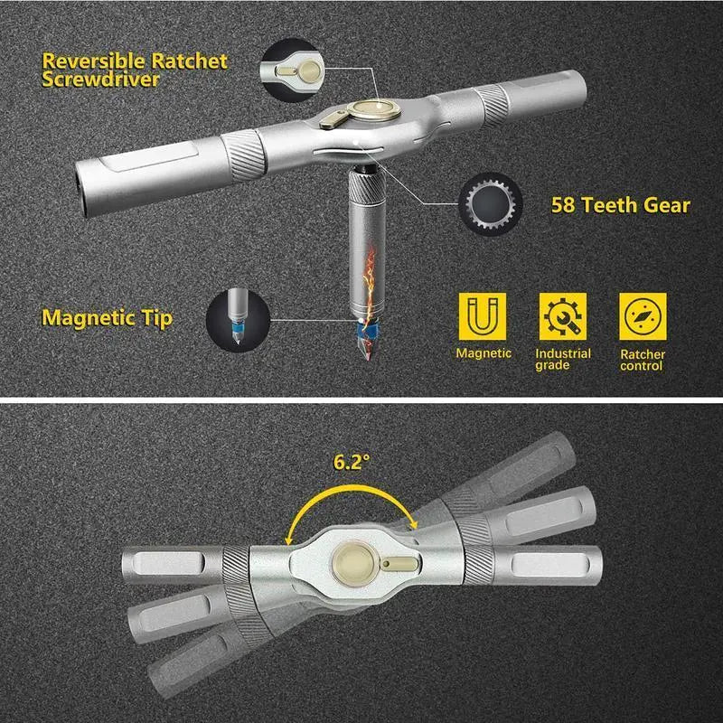 🔥[5𝟎% 𝐎𝐅𝐅 𝐋𝐀𝐒𝐓 𝐓𝐇𝐑𝐄𝐄 𝐃𝐀𝐘𝐒]SEESE 24 in 1 DlY Screwdriver Set,1 Set SwitchableScrewdriver Shape Magnetic Screwdriver Set,Compact and Portable Ratchet Screw0driver SetHome Repair Tool Box-JKL