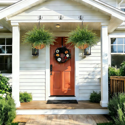 🔥[5𝟎% 𝐎𝐅𝐅 𝐋𝐀𝐒𝐓 𝐓𝐇𝐑𝐄𝐄 𝐃𝐀𝐘𝐒]2 Set Artificial Hanging Fern Plants Outdoor Fake Hanging Ferns Planter, Includes Hanging Flower Basket And Artificial Fern, UV Resistant Faux Fern Plant Basket For Outdoors Patio Garden Home Decor-JKL