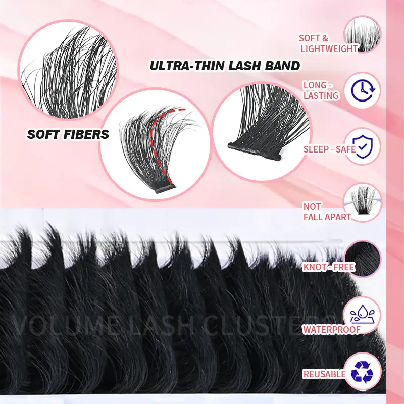🔥[5𝟎% 𝐎𝐅𝐅 𝐋𝐀𝐒𝐓 𝐓𝐇𝐑𝐄𝐄 𝐃𝐀𝐘𝐒]16-25mm Fluffy Lash Clusters 300D High-Density Soft D-Curl Individual Mega Volume Lashes for Beginners Makeup Lightweight Plant Fiber Easy Application-JKL