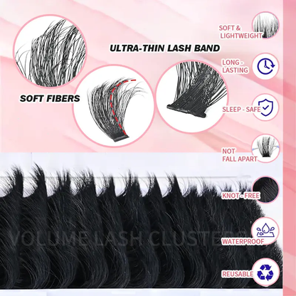 🔥[5𝟎% 𝐎𝐅𝐅 𝐋𝐀𝐒𝐓 𝐓𝐇𝐑𝐄𝐄 𝐃𝐀𝐘𝐒]16-25mm Fluffy Lash Clusters 300D High-Density Soft D-Curl Individual Mega Volume Lashes for Beginners Makeup Lightweight Plant Fiber Easy Application-JKL