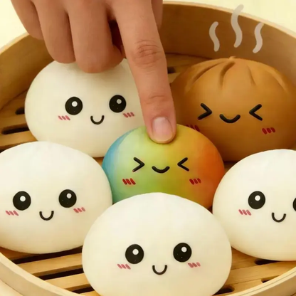 Expressive Big Dumpling Squishy - Blind Box,Mysecret Bun Fidget Toy, Soft TPR Material,Stress Relief, Unboxing Surprise, Random Styleper Pack.Valentine's Day and Easter gifts,suitable for children to exchange gifts（6 colors + 1 random color）-JKL