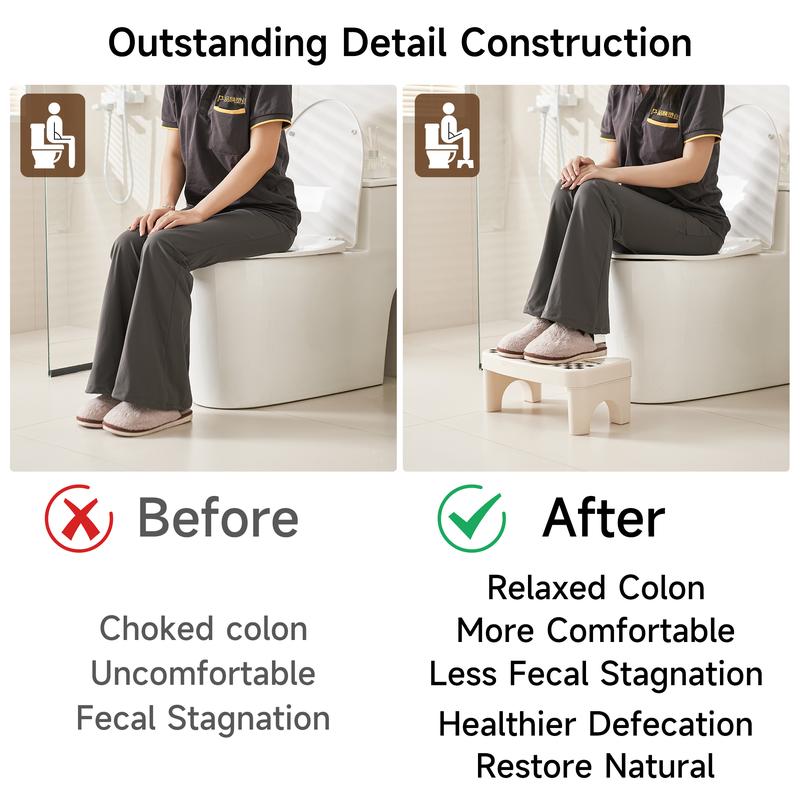 Adult Bathroom Toilet Stool, 1 Plastic Portable Footstool, Bathroom Non-slip Toilet Auxiliary Step Stool FathersDayGift-AD0