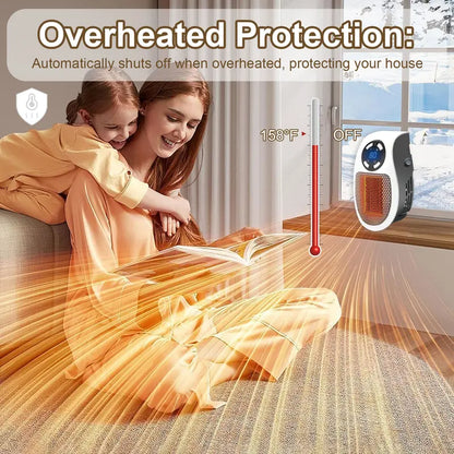 Wall Outlet Space Heater, 450W Plug in Electric Heater with Adjustable Thermostat, Portable Plug in Small Space Heater for Indoor,12H Timer & LED Display, PTC Ceramic Fast Heat Safely for Bedroom Bathroom Office-JKL