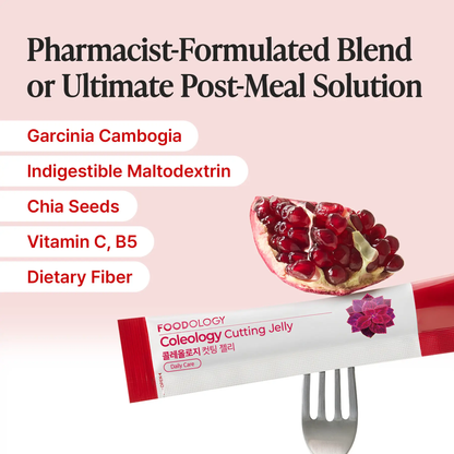 🔥[5𝟎% 𝐎𝐅𝐅 𝐋𝐀𝐒𝐓 𝐓𝐇𝐑𝐄𝐄 𝐃𝐀𝐘𝐒][FOODOLOGY] Coleology Cutting Jelly BalanceDaily Diet,Supports Carbohydrate Metabolism,Promotes Smooth Digestion-1 Pack of 10,Refreshing Pomegranate Flavor ContainsGarcinia Cambogia, Chia Seeds Collagen,Hyaluronic Acid-JKL