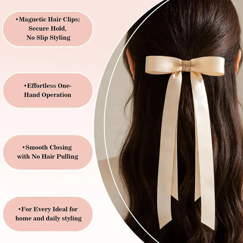 🔥[5𝟎% 𝐎𝐅𝐅 𝐋𝐀𝐒𝐓 𝐓𝐇𝐑𝐄𝐄 𝐃𝐀𝐘𝐒]Magnetic Bow Clip, Magnetic Hair Clips for Women Girls, Strong Hold Magnetics Claw Clips, Seamless 2-in-1 Design for Salon, Home & Everyday Hair styling, Intuitive, No Slip,Valentine's Day gift-JKL
