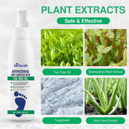 🔥[5𝟎% 𝐎𝐅𝐅 𝐋𝐀𝐒𝐓 𝐓𝐇𝐑𝐄𝐄 𝐃𝐀𝐘𝐒](3 bottles)Tea Tree Oil Foot Spray - Plantar Moisturizing Deodorant for Odor Control & Dry Feet Care, Natural Foot Sanitizer with Antifungal Properties,Ximonth Clear Foot Sanitizer Spray,for Foot & Shoe Freshness-JKL