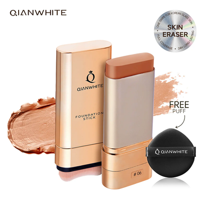 🔥[5𝟎% 𝐎𝐅𝐅 𝐋𝐀𝐒𝐓 𝐓𝐇𝐑𝐄𝐄 𝐃𝐀𝐘𝐒]QIANWHITE Luminous Dual-Ended ConcealerFoundation Stick with Built-in BrushesComplimentary Puff 24H Long-LastingWaterproof Sweatproof One-Swipe EvenFlawless Base Clear Radiant Skin FoundationStick-JKL