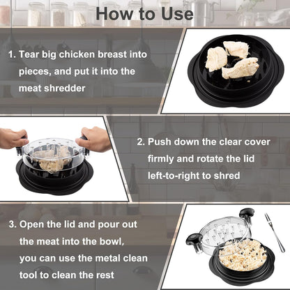 🔥[5𝟎% 𝐎𝐅𝐅 𝐋𝐀𝐒𝐓 𝐓𝐇𝐑𝐄𝐄 𝐃𝐀𝐘𝐒]Chicken Shredder Large Chicken Breast Shredder Tool Twist with Brush&Fork, Visible Meat Shredder Machine, Strong Anti-Slip Strip, Ergonomic Handle, BPA Free, Suitable for Pork Beef Chicken-JKL