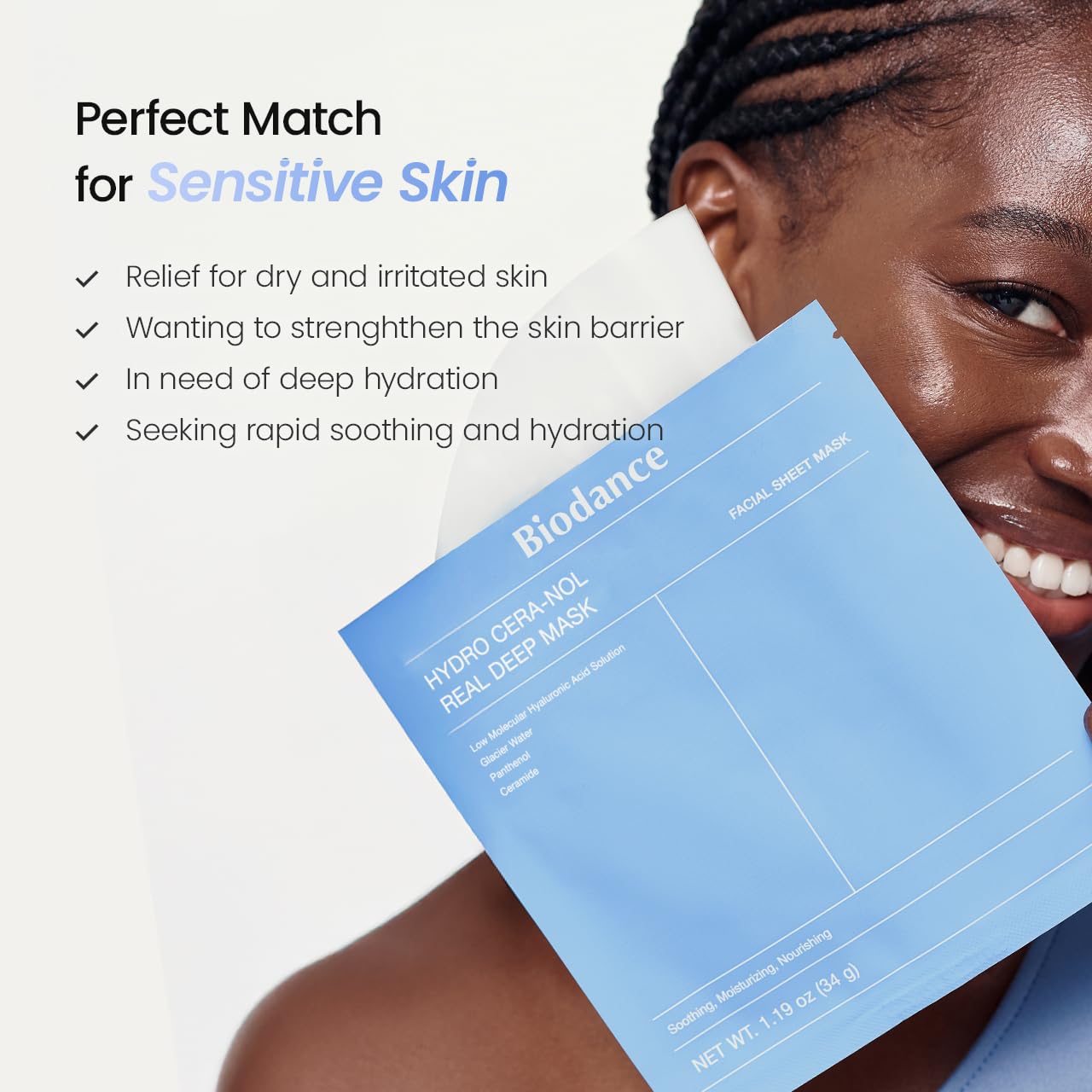 🔥[5𝟎% 𝐎𝐅𝐅 𝐋𝐀𝐒𝐓 𝐓𝐇𝐑𝐄𝐄 𝐃𝐀𝐘𝐒]BIODANCE Hydro Cera-nol Real Deep Mask, Hydrating Overnight Hydrogel Face Mask, Moisturizing, Redness Reducing, Quick Soothing, After Sun Care, Sunburn Relief, Korean Skin Care |1.19oz(34g) x4ea-JKL
