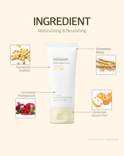 🔥[5𝟎% 𝐎𝐅𝐅 𝐋𝐀𝐒𝐓 𝐓𝐇𝐑𝐄𝐄 𝐃𝐀𝐘𝐒][Top Selling] mixsoon Bean Sunscreen 1.69 fl.oz / 50ml - Airy Watery Texture, No White Cast, Daily Korean Face Sunscreen-JKL