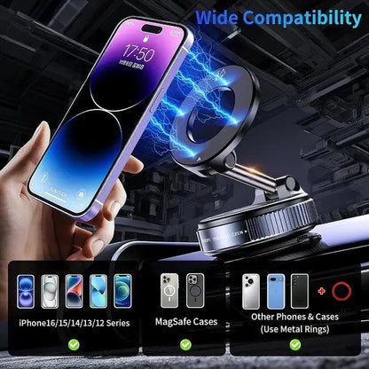 🔥[5𝟎% 𝐎𝐅𝐅 𝐋𝐀𝐒𝐓 𝐓𝐇𝐑𝐄𝐄 𝐃𝐀𝐘𝐒] Universal Magnetic Car Phone Holder Strong Vacuum Suction Cup Mount for All Smartphones & Vehicles Foldable Design Works on Dashboard Gym & Bathroom Mirrors-JKL
