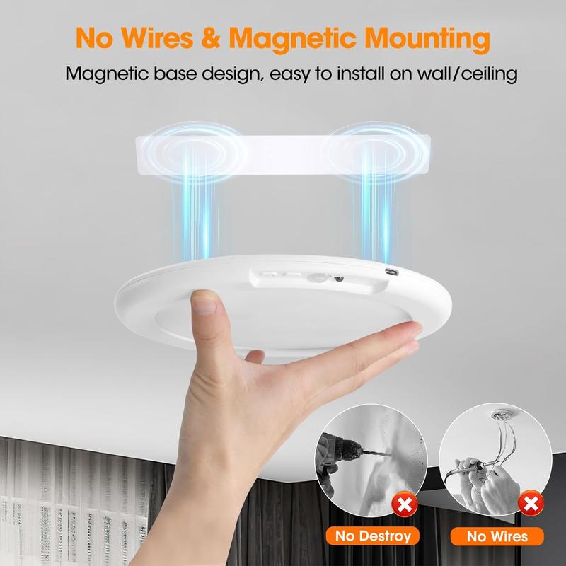 Rechargeable Motion Sensor Ceiling Light with Remote - Magnetic Wireless Ceiling Light Battery Powered for Closet Shower Stairs Shed Hallway Porch Patio ect-OA