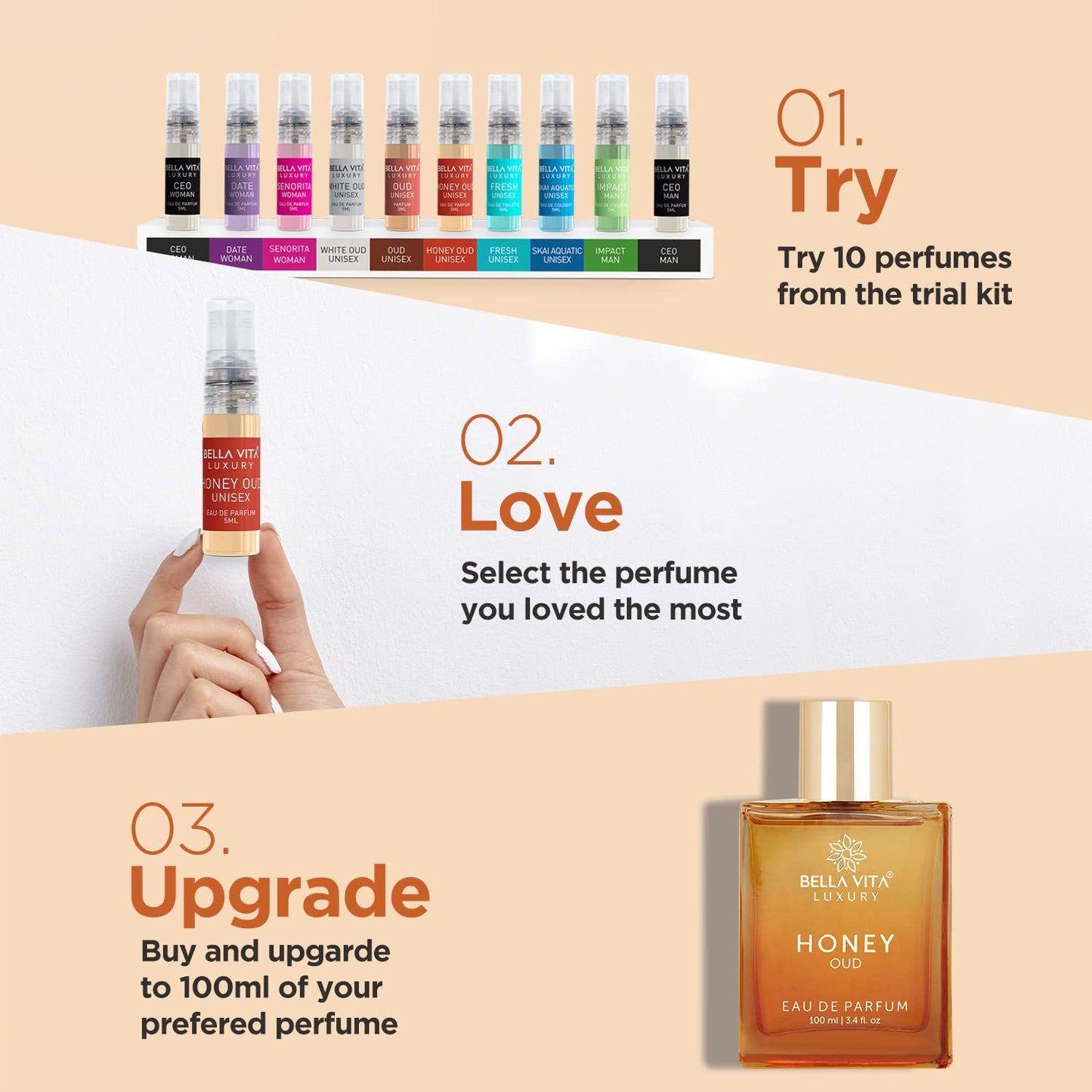 🔥[5𝟎% 𝐎𝐅𝐅 𝐋𝐀𝐒𝐓 𝐓𝐇𝐑𝐄𝐄 𝐃𝐀𝐘𝐒]Bellavita Luxury Honey Oud Eau de Parfum | 100 ml (3.4 fl.oz.) | Perfume for Men and Women | Sweet Honey, Bergamot, Oud, and Amber Notes | Women's Day Special-JKL