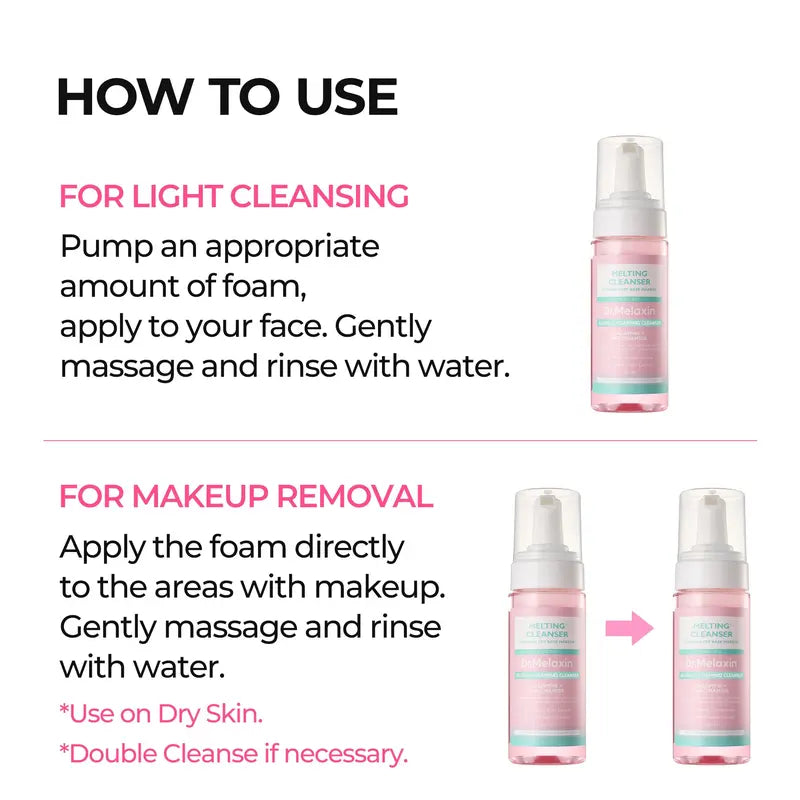 🔥[5𝟎% 𝐎𝐅𝐅 𝐋𝐀𝐒𝐓 𝐓𝐇𝐑𝐄𝐄 𝐃𝐀𝐘𝐒][Dr.Melaxin Official] Melting Cleanse Hypoallergenic Makeup remover with Quick Bubble, Deep Pore Cleansing for all skin type, 150ml-JKL