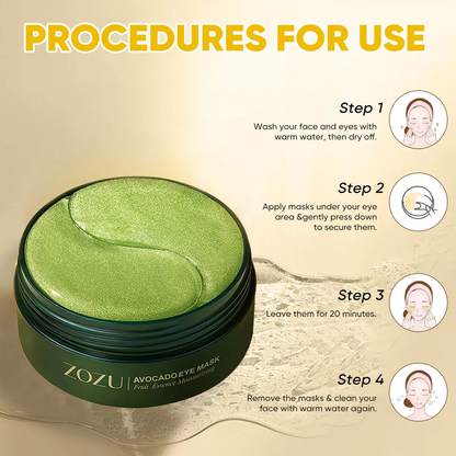 🔥[5𝟎% 𝐎𝐅𝐅 𝐋𝐀𝐒𝐓 𝐓𝐇𝐑𝐄𝐄 𝐃𝐀𝐘𝐒]Avocado Moisturizing Eye bagMask,60pcs/setUnder Eye Mask, Eye Care Product for Dark EyeBags, Skin Care Gift Moisturizer HydratingComfort-JKL