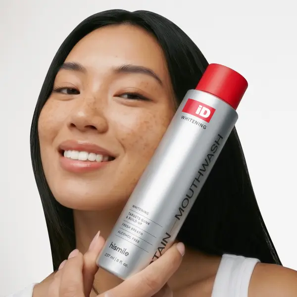 🔥[5𝟎% 𝐎𝐅𝐅 𝐋𝐀𝐒𝐓 𝐓𝐇𝐑𝐄𝐄 𝐃𝐀𝐘𝐒]Hismile iD Stain Whitening Mouthwash for White Teeth, Freshens Breath with Essential Oils 237ml-JKL