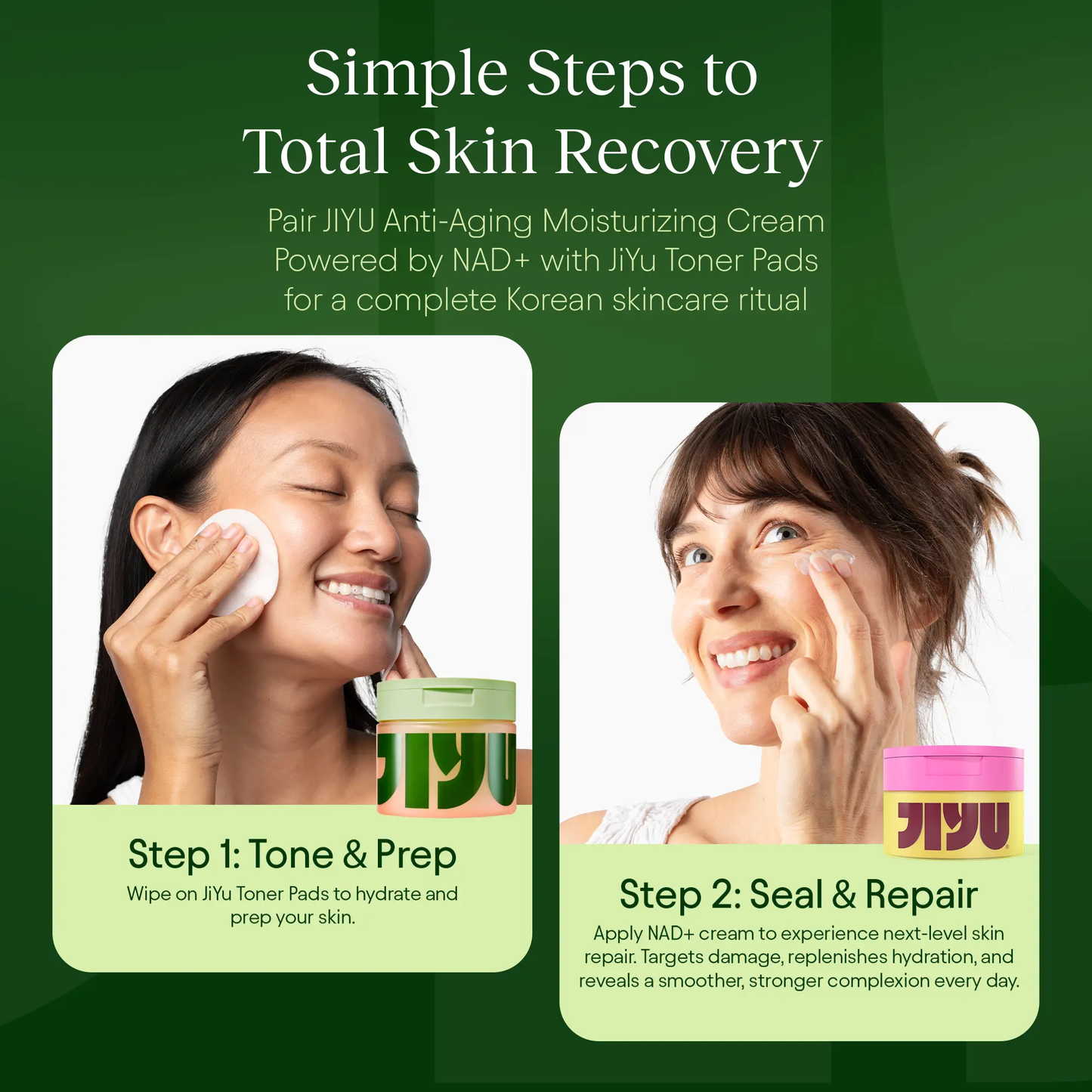 🔥[5𝟎% 𝐎𝐅𝐅 𝐋𝐀𝐒𝐓 𝐓𝐇𝐑𝐄𝐄 𝐃𝐀𝐘𝐒]JiYu Korean Skincare Glow-Up Bundle - Toner Pads & NAD+ Anti-Aging Moisturizing Cream - Maximum Hydration, Eliminate Dark Spots, Reduce Wrinkles-JKL