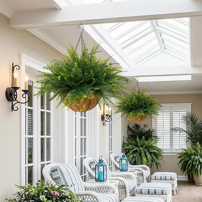 🔥[5𝟎% 𝐎𝐅𝐅 𝐋𝐀𝐒𝐓 𝐓𝐇𝐑𝐄𝐄 𝐃𝐀𝐘𝐒]2 Set Artificial Hanging Fern Plants Outdoor Fake Hanging Ferns Planter, Includes Hanging Flower Basket And Artificial Fern, UV Resistant Faux Fern Plant Basket For Outdoors Patio Garden Home Decor-JKL