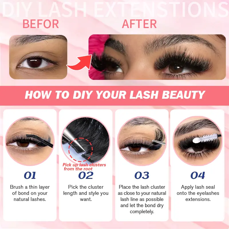 🔥[5𝟎% 𝐎𝐅𝐅 𝐋𝐀𝐒𝐓 𝐓𝐇𝐑𝐄𝐄 𝐃𝐀𝐘𝐒]16-25mm Fluffy Lash Clusters 300D High-Density Soft D-Curl Individual Mega Volume Lashes for Beginners Makeup Lightweight Plant Fiber Easy Application-JKL