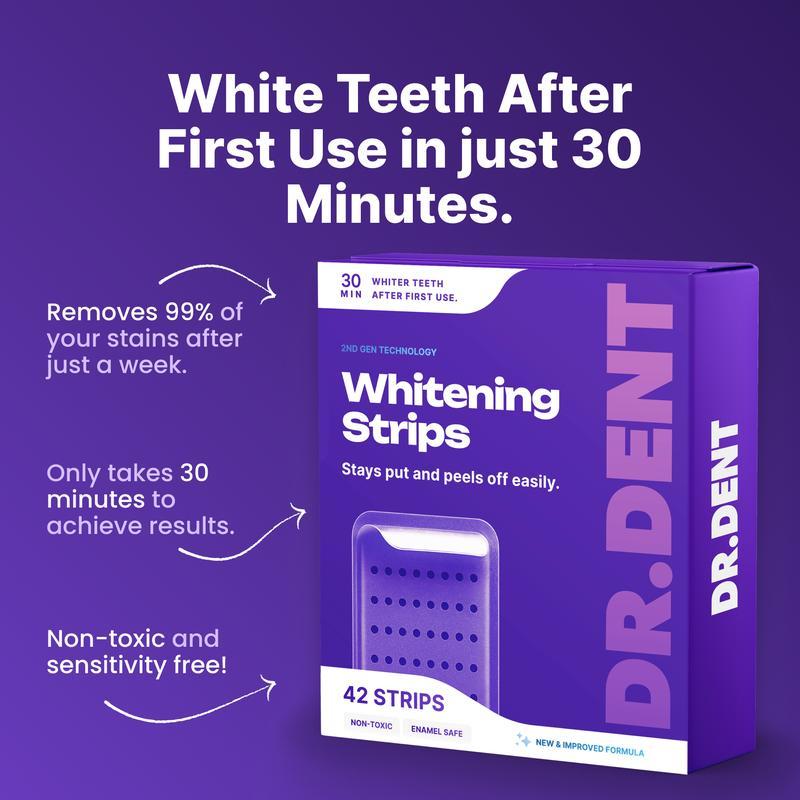 Purple Teeth Whitening Strips - 7/21 Whitening Sessions - Safe for Enamel - Non Sensitive Teeth Whitening - Peroxide-Free-VIP