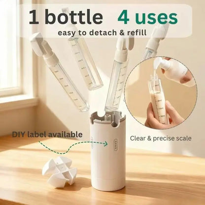 🔥[5𝟎% 𝐎𝐅𝐅 𝐋𝐀𝐒𝐓 𝐓𝐇𝐑𝐄𝐄 𝐃𝐀𝐘𝐒]4-in-1 Travel Dispenser Bottle for Toiletries Portable Cosmetic Shampoo Storage Lotion Compact Plastic Container Wholesale Easy Press Smooth Flow bottle-JKL