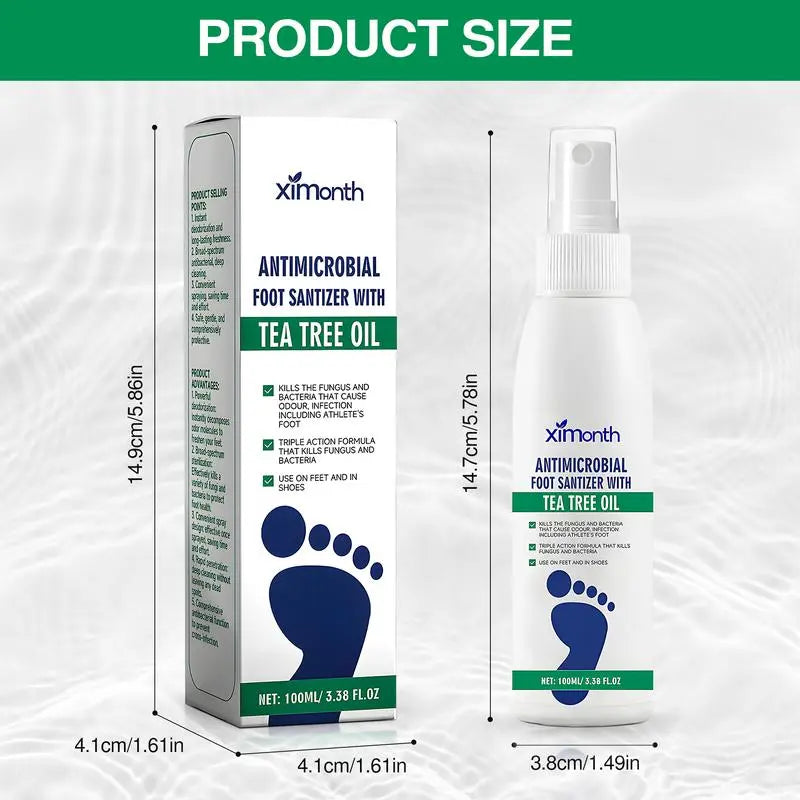 🔥[5𝟎% 𝐎𝐅𝐅 𝐋𝐀𝐒𝐓 𝐓𝐇𝐑𝐄𝐄 𝐃𝐀𝐘𝐒](3 bottles)Tea Tree Oil Foot Spray - Plantar Moisturizing Deodorant for Odor Control & Dry Feet Care, Natural Foot Sanitizer with Antifungal Properties,Ximonth Clear Foot Sanitizer Spray,for Foot & Shoe Freshness-JKL