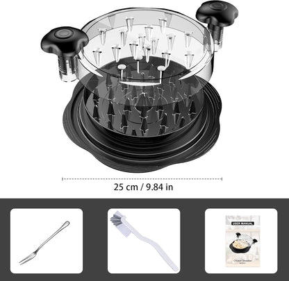 🔥[5𝟎% 𝐎𝐅𝐅 𝐋𝐀𝐒𝐓 𝐓𝐇𝐑𝐄𝐄 𝐃𝐀𝐘𝐒]Chicken Shredder Large Chicken Breast Shredder Tool Twist with Brush&Fork, Visible Meat Shredder Machine, Strong Anti-Slip Strip, Ergonomic Handle, BPA Free, Suitable for Pork Beef Chicken-JKL