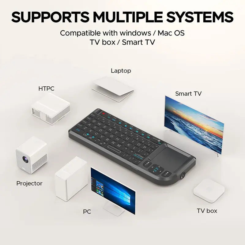 🔥[5𝟎% 𝐎𝐅𝐅 𝐋𝐀𝐒𝐓 𝐓𝐇𝐑𝐄𝐄 𝐃𝐀𝐘𝐒]Mini Wireless Keyboard, Portable Rechargeable 2.4G Backlit Keyboard with Touchpad for PC, Mac and Smart TV, Multifunctional Keyboard-vip