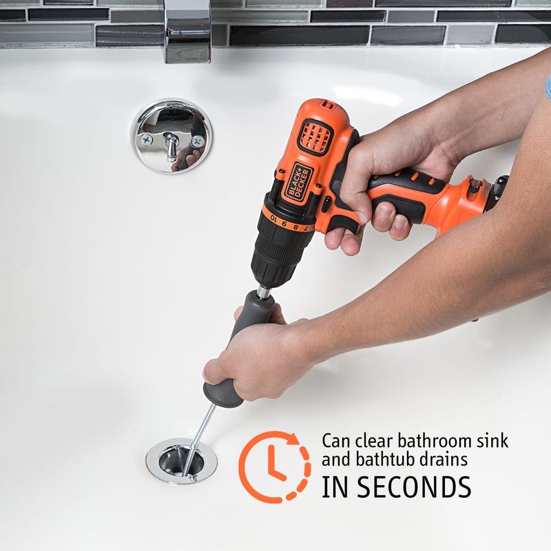 Tub and Sink Snake Auger Clog Remover for Bathroom Drains, Stainless Rubber, Universal Quick Change Shaft, Pipe Dredging Agent-OA