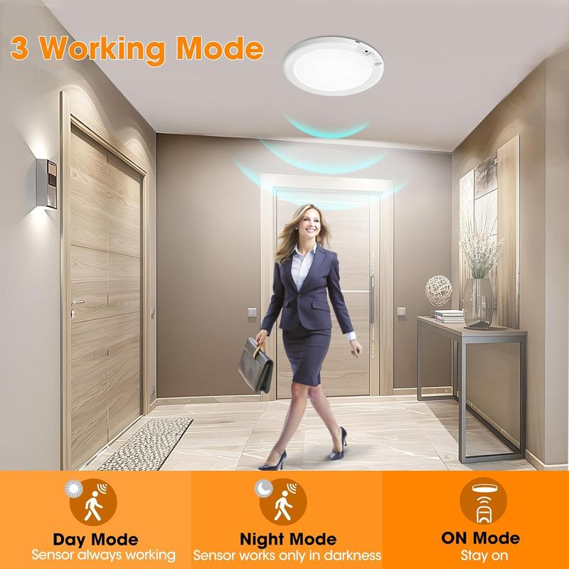 Rechargeable Motion Sensor Ceiling Light with Remote - Magnetic Wireless Ceiling Light Battery Powered for Closet Shower Stairs Shed Hallway Porch Patio ect-OA