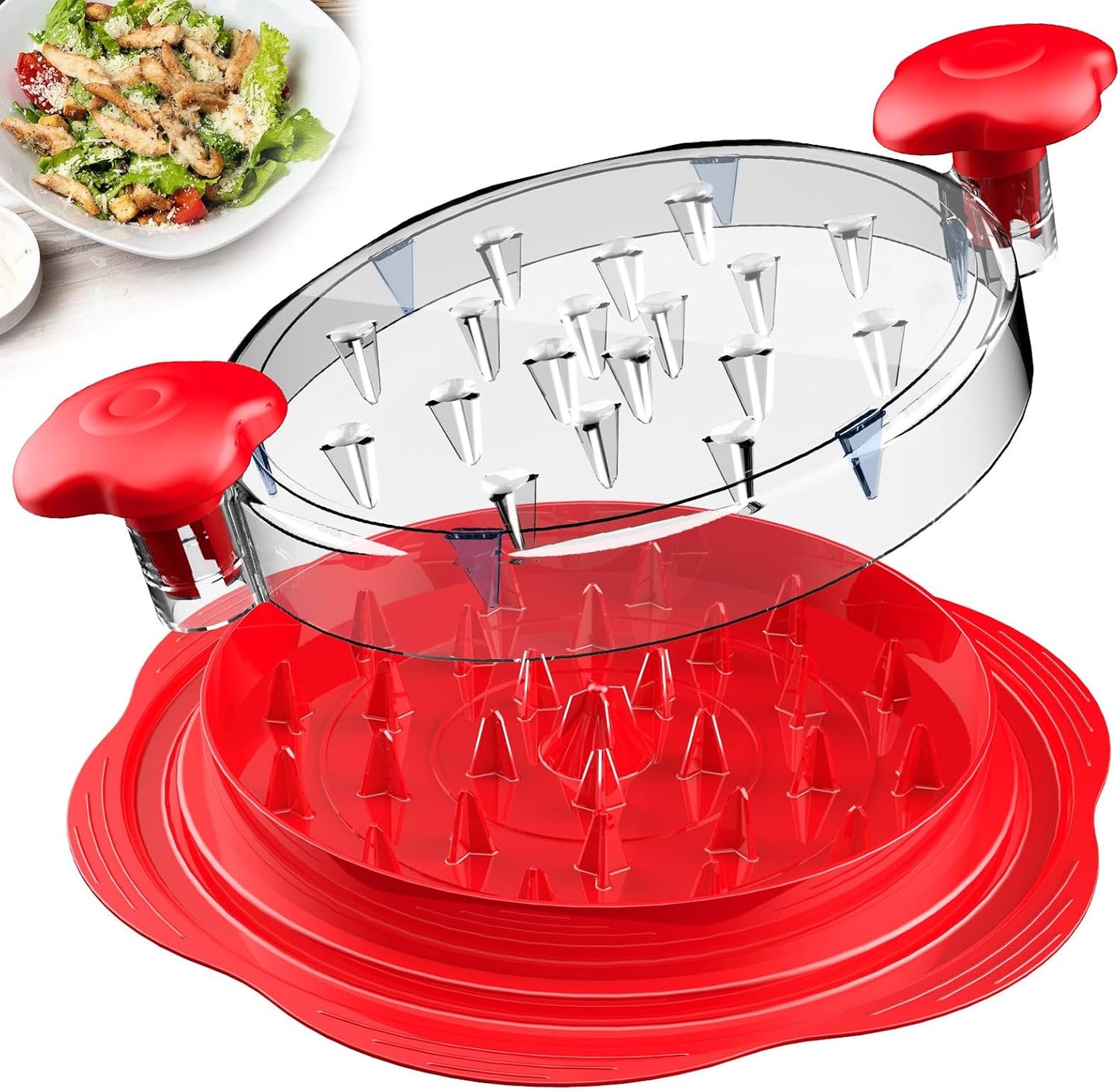 🔥[5𝟎% 𝐎𝐅𝐅 𝐋𝐀𝐒𝐓 𝐓𝐇𝐑𝐄𝐄 𝐃𝐀𝐘𝐒]Chicken Shredder Large Chicken Breast Shredder Tool Twist with Brush&Fork, Visible Meat Shredder Machine, Strong Anti-Slip Strip, Ergonomic Handle, BPA Free, Suitable for Pork Beef Chicken-JKL