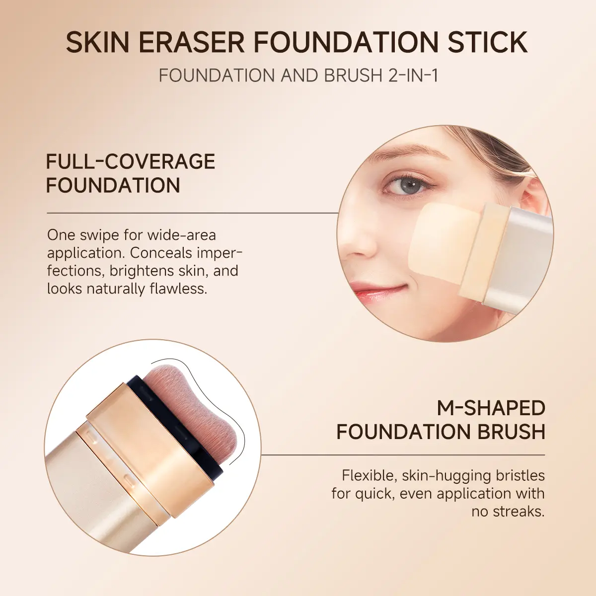 🔥[5𝟎% 𝐎𝐅𝐅 𝐋𝐀𝐒𝐓 𝐓𝐇𝐑𝐄𝐄 𝐃𝐀𝐘𝐒]QIANWHITE Luminous Dual-Ended ConcealerFoundation Stick with Built-in BrushesComplimentary Puff 24H Long-LastingWaterproof Sweatproof One-Swipe EvenFlawless Base Clear Radiant Skin FoundationStick-JKL