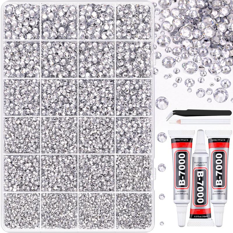 🔥[5𝟎% 𝐎𝐅𝐅 𝐋𝐀𝐒𝐓 𝐓𝐇𝐑𝐄𝐄 𝐃𝐀𝐘𝐒]VIBRANT GEMS 26000Pcs Resin Rhinestones with Tweezers for Crafting Mixed-Color 3mm Bedazzling Crystal with 3Pcs 10ml B7000 Jewelry Glue for DIY Crafts Clothing Tumblers Shoes Fabric Nail Art Colorful-JKL
