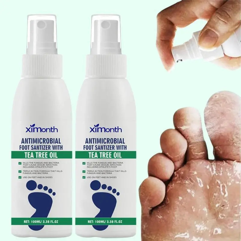 🔥[5𝟎% 𝐎𝐅𝐅 𝐋𝐀𝐒𝐓 𝐓𝐇𝐑𝐄𝐄 𝐃𝐀𝐘𝐒](3 bottles)Tea Tree Oil Foot Spray - Plantar Moisturizing Deodorant for Odor Control & Dry Feet Care, Natural Foot Sanitizer with Antifungal Properties,Ximonth Clear Foot Sanitizer Spray,for Foot & Shoe Freshness-JKL