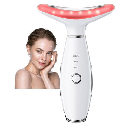 7-in-1 Neck and Face Massager, 7-Color LED Face and Neck Massager, Home Skin Care, Portable Facial Massager, Facial Shaping Tool, Portable, Multi-functional Vibration to Firm Skin-OA