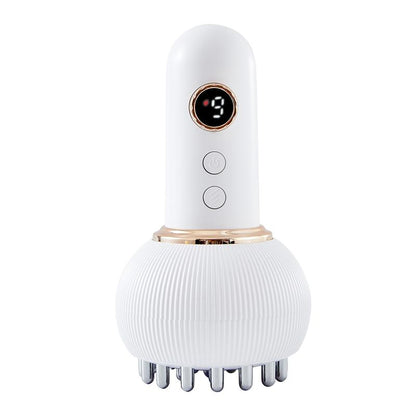 Handheld Body Massager for Legs & Belly - Lymphatic Drainage & Anti swelling Tool with Heat, Vibration - Electric Machine Reduces Stretch Marks White Detox Gift-OA