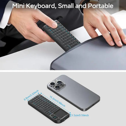 🔥[5𝟎% 𝐎𝐅𝐅 𝐋𝐀𝐒𝐓 𝐓𝐇𝐑𝐄𝐄 𝐃𝐀𝐘𝐒]Mini Wireless Keyboard, Portable Rechargeable 2.4G Backlit Keyboard with Touchpad for PC, Mac and Smart TV, Multifunctional Keyboard-vip