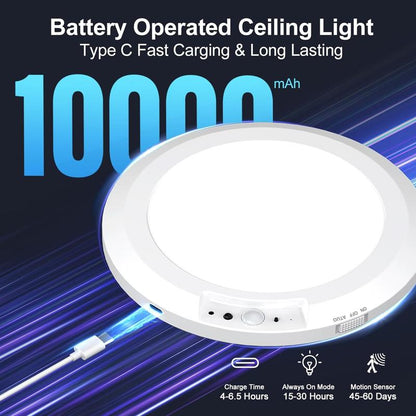 Rechargeable Motion Sensor Ceiling Light with Remote - Magnetic Wireless Ceiling Light Battery Powered for Closet Shower Stairs Shed Hallway Porch Patio ect-OA
