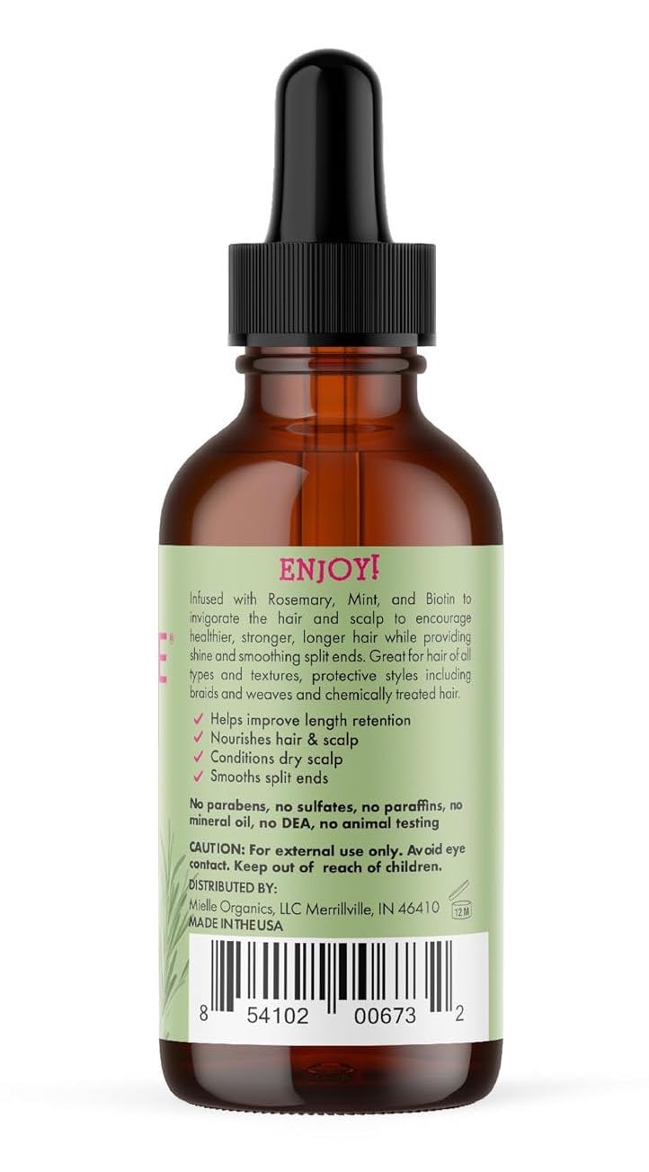 🔥[5𝟎% 𝐎𝐅𝐅 𝐋𝐀𝐒𝐓 𝐓𝐇𝐑𝐄𝐄 𝐃𝐀𝐘𝐒]Mielle Organics Rosemary & Mint Hair Oil - Strengthening Biotin Oil Infused Frizzy & Damaged Hair Care - Split Ends & Dry Scalp Treatment to Support Longer, Healthier Strands, 2oz-JKL