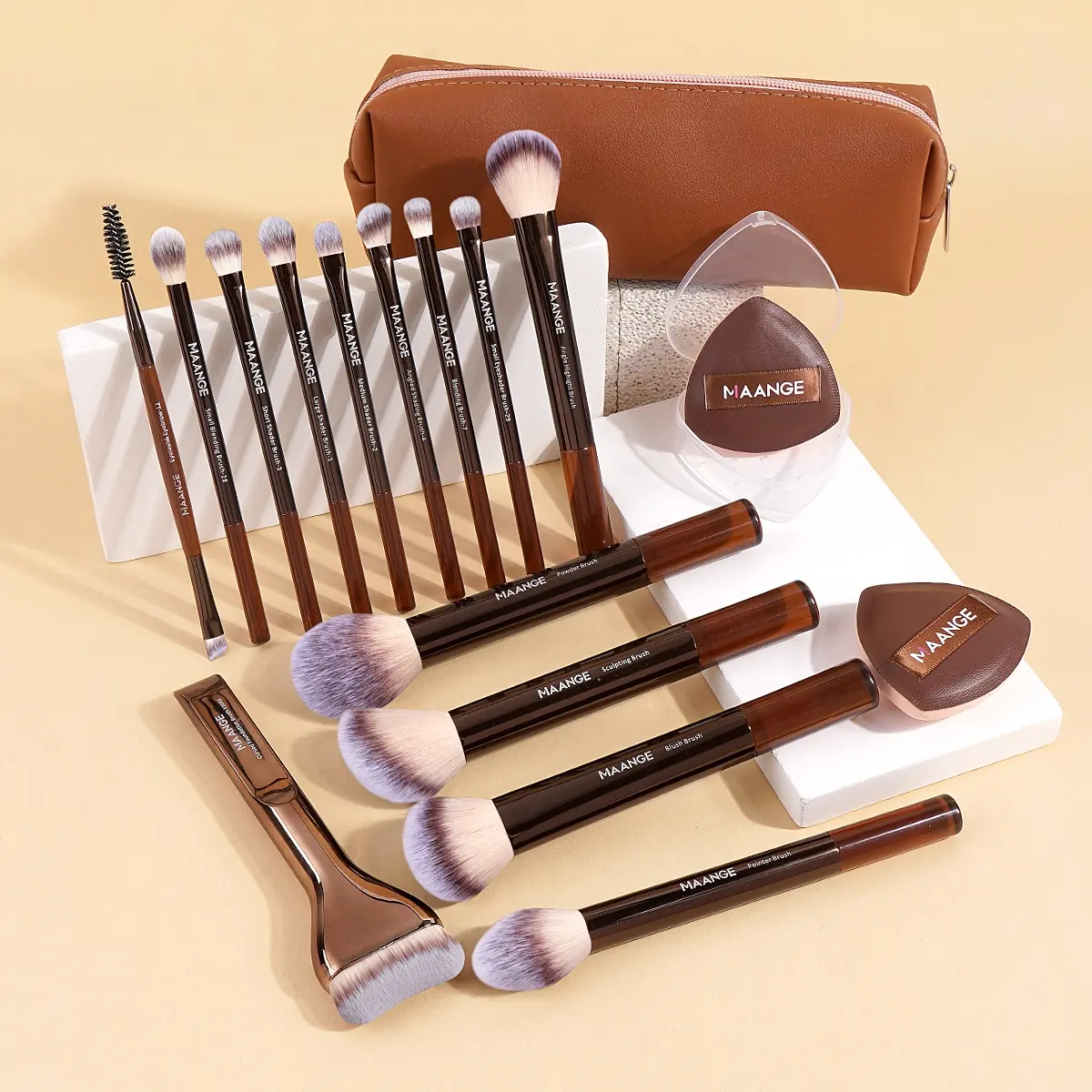 🔥[5𝟎% 𝐎𝐅𝐅 𝐋𝐀𝐒𝐓 𝐓𝐇𝐑𝐄𝐄 𝐃𝐀𝐘𝐒]Professional Makeup Brush Set, Cosmetic Brush Set, Metal Frame, Multiple Brushes Including Eyeshadow, Blush, Foundation, Perfect for Women & Girls-JKL