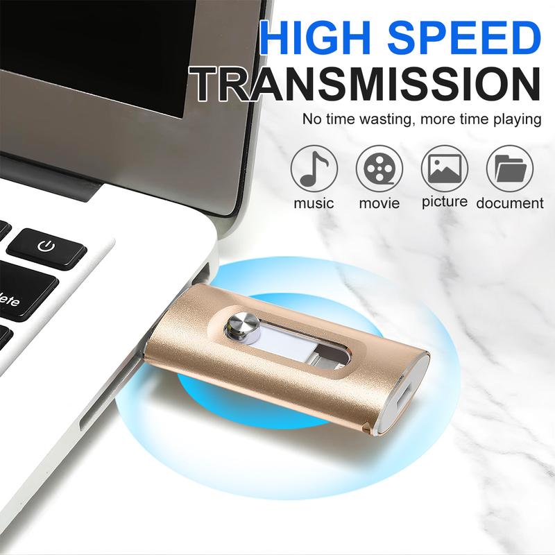 🔥[5𝟎% 𝐎𝐅𝐅 𝐋𝐀𝐒𝐓 𝐓𝐇𝐑𝐄𝐄 𝐃𝐀𝐘𝐒]3 in 1 Flash Drive,High Speed USB 3.0 Memory Storage,OTG Flash Pen Drive with Free Type-C Adapter for iPhones/Android/PC and More-LP