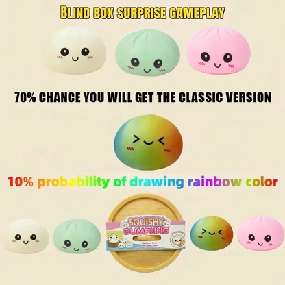 Expressive Big Dumpling Squishy - Blind Box,Mysecret Bun Fidget Toy, Soft TPR Material,Stress Relief, Unboxing Surprise, Random Styleper Pack.Valentine's Day and Easter gifts,suitable for children to exchange gifts（6 colors + 1 random color）-JKL