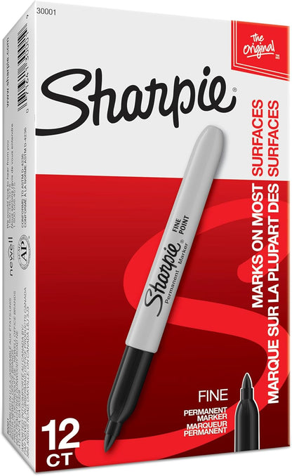 🔥[5𝟎% 𝐎𝐅𝐅 𝐋𝐀𝐒𝐓 𝐓𝐇𝐑𝐄𝐄 𝐃𝐀𝐘𝐒]Sharpie Permanent Markers, Fine Tip, Black, 12 Count - Office Supplies, Quick Drying, Fade Resistant, For Wood, Plastic, Paper, Metal, And More-JKL
