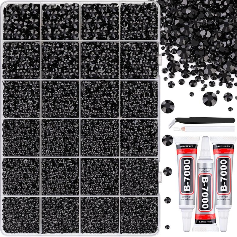 🔥[5𝟎% 𝐎𝐅𝐅 𝐋𝐀𝐒𝐓 𝐓𝐇𝐑𝐄𝐄 𝐃𝐀𝐘𝐒]VIBRANT GEMS 26000Pcs Resin Rhinestones with Tweezers for Crafting Mixed-Color 3mm Bedazzling Crystal with 3Pcs 10ml B7000 Jewelry Glue for DIY Crafts Clothing Tumblers Shoes Fabric Nail Art Colorful-JKL
